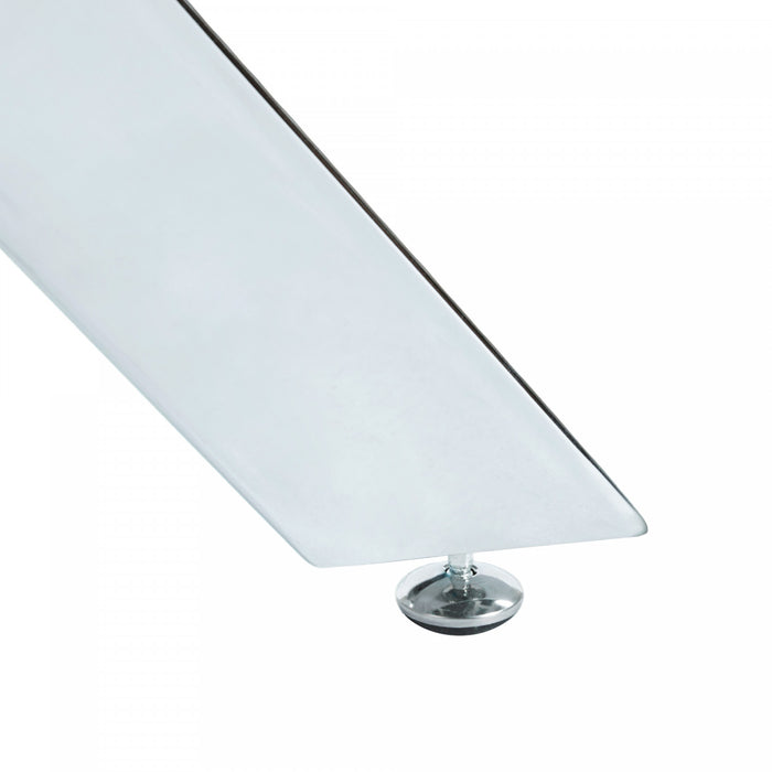 Table a manger carree en verre Olivia avec fonction polyvalente, finition chrome