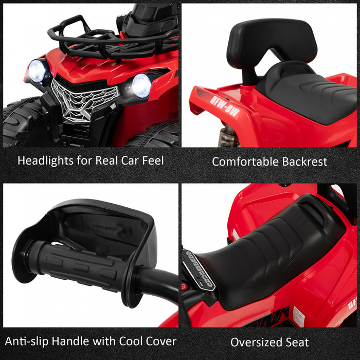 Costway 12v Enfants Rouler Sur Atv Electrique 4 Roues Quad 2 Vitesses W / Mp3 & Phares Rouge