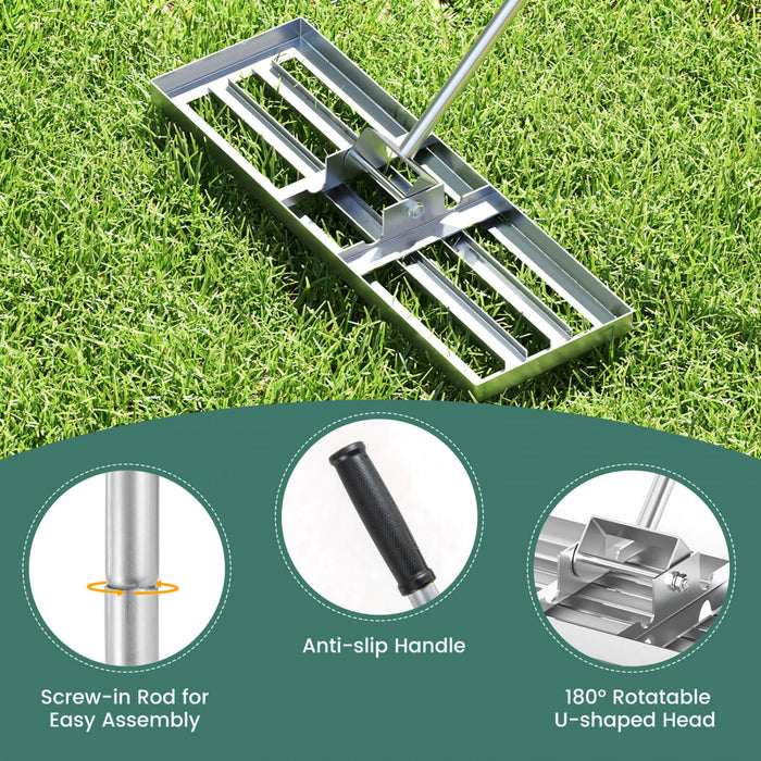 Costway Pelouse Nivelage Rake 30 \"x 10\" Outil De Pelouse De Niveau Pour Jardin Arriere-cour/pelouse Argent