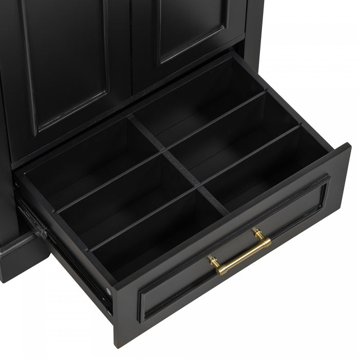 Meuble de salle de bain moderne Colin 24 pouces avec lavabo ceramique et rangement, noir
