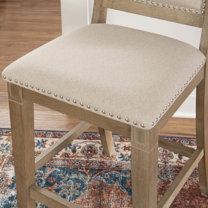 Tabouret Emmy de hauteur comptoir en tissu - gris