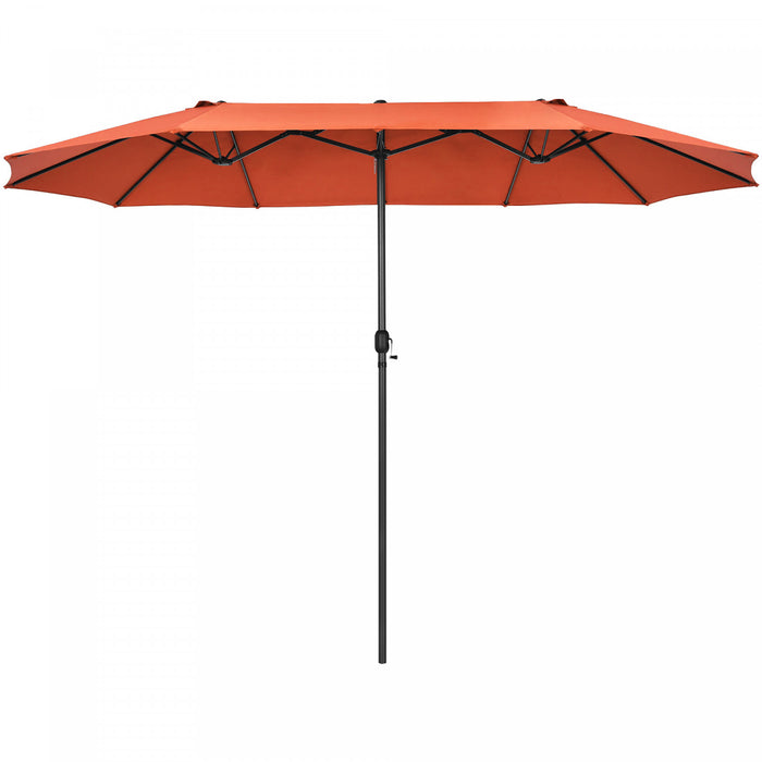 Costway Parasol double face 15FT a manivelle pour patio Jardin marche protection solaire Orange