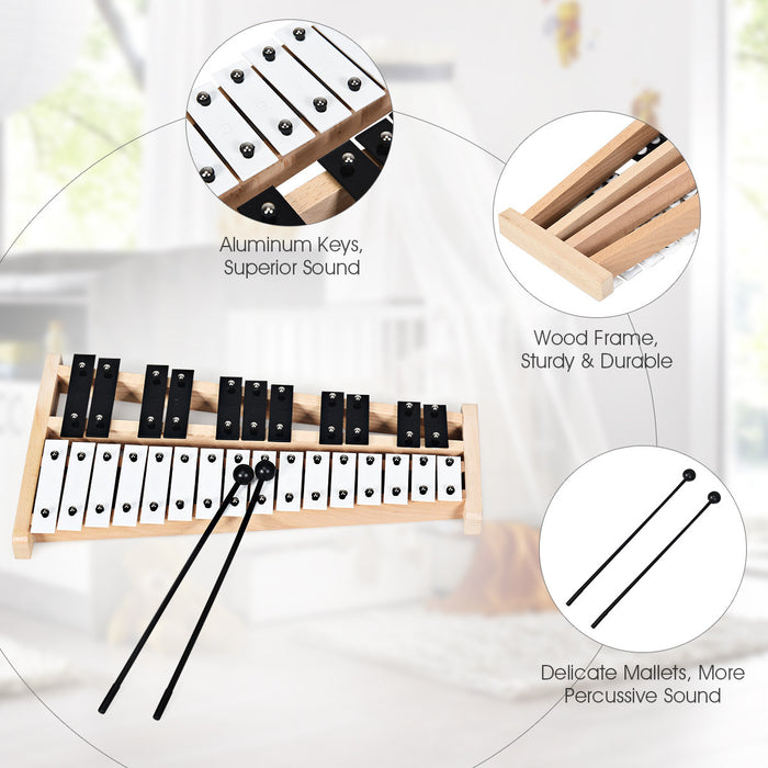 Costway Glockenspiel Xylophone Pliable 27 Notes en Aluminium, Instrument de Musique