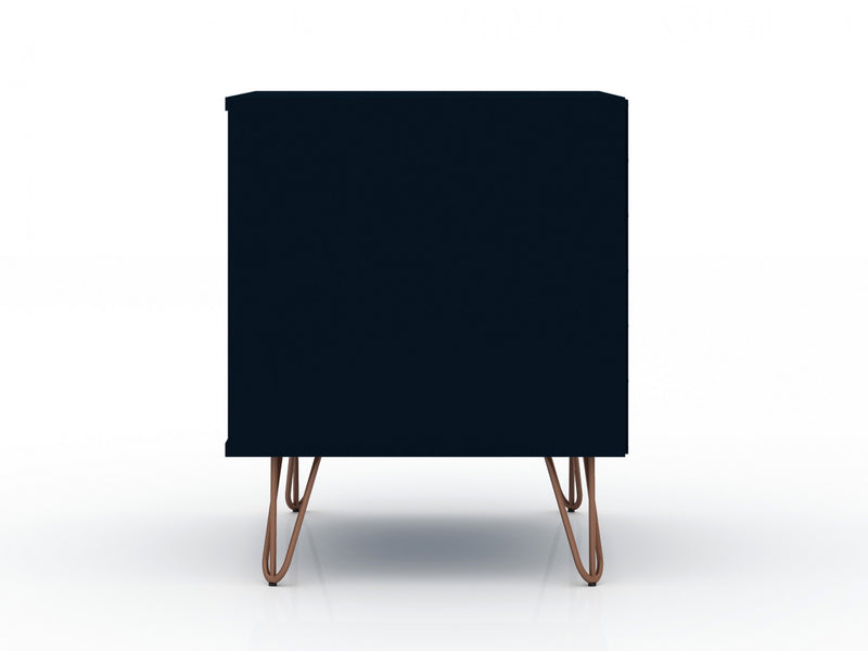 Table de nuit Rockefeller Mid-Century Modern 20\" en bleu minuit (2 tiroirs) - Lot de 2