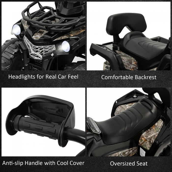 Costway 12v Enfants Rouler Sur Atv Electrique 4 Roues Quad 2 Vitesses W / Mp3 & Phares Noir