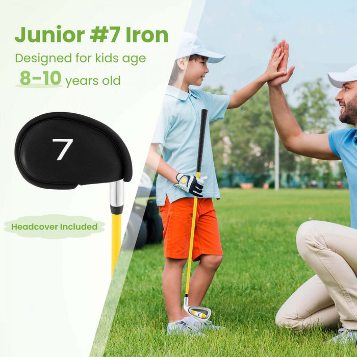 Ultimate Junior #7 Fer Pour Enfants Avec Arbre En Fibre De Verre Et Couverture De Tete Junior Practice Golf Club Jaune