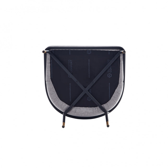 Chaise de salle a manger Flor en metal moderne a tissage serge gris - Lot de 2