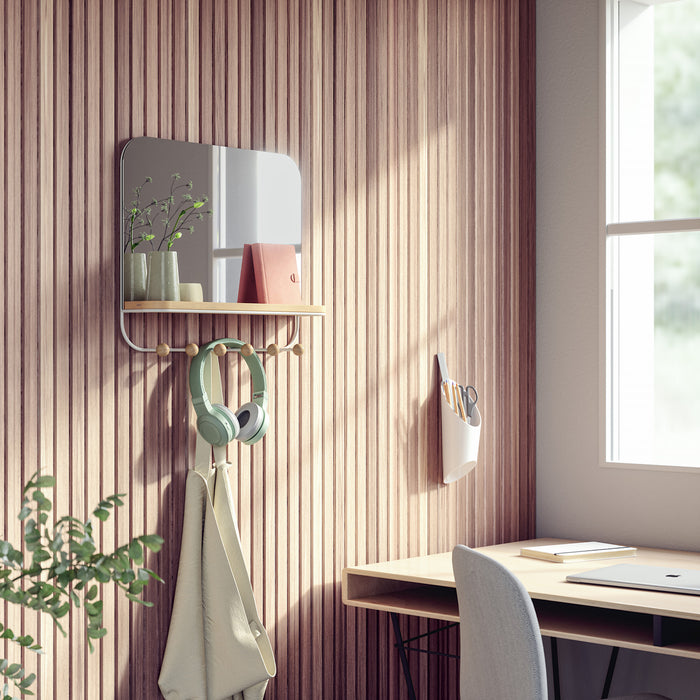 Miroir Estique de Umbra avec crochets - blanc