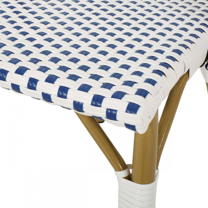 Chaises de bistrot francaises Julien en rotin synthetique et aluminium, lot de 2 - bleu et blanc