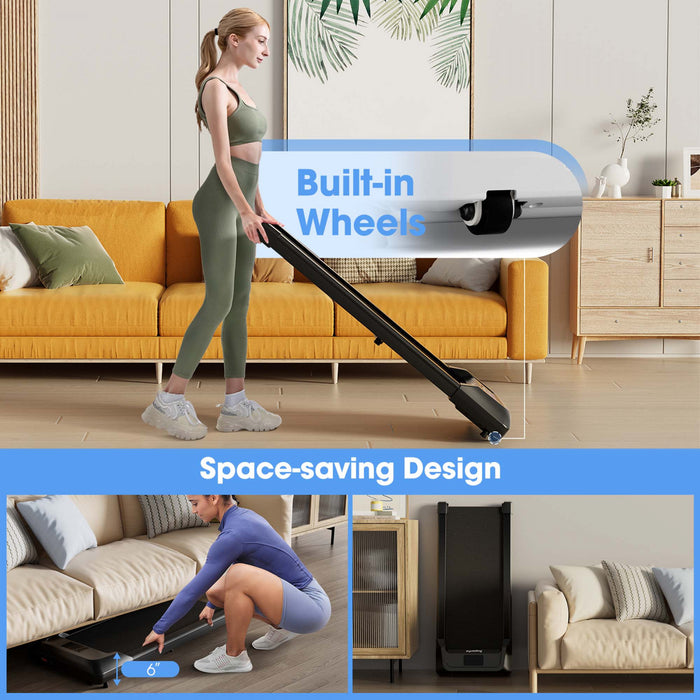 Superfit 0.6-3.8mph Tapis De Marche Sous Tapis Roulant De Bureau Avec Telecommande Et Ecran Led Noir