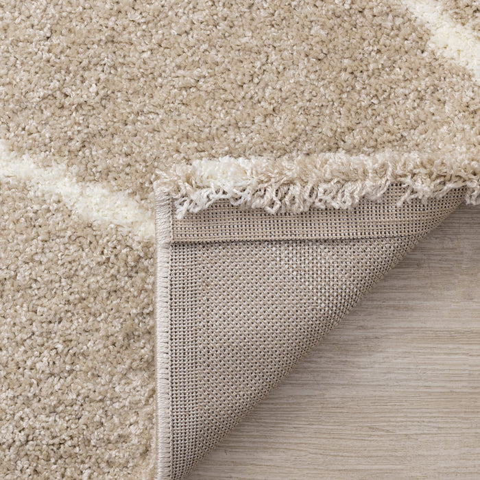 Tapis Fairmont aux lignes courbes creme taupe, 5'3\" x 7'7\"