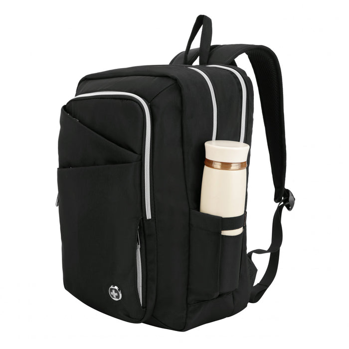 Sac a dos intelligent Swissdigital Design KATY ROSE - Rucksack avec port de chargement integre - Noir Platine