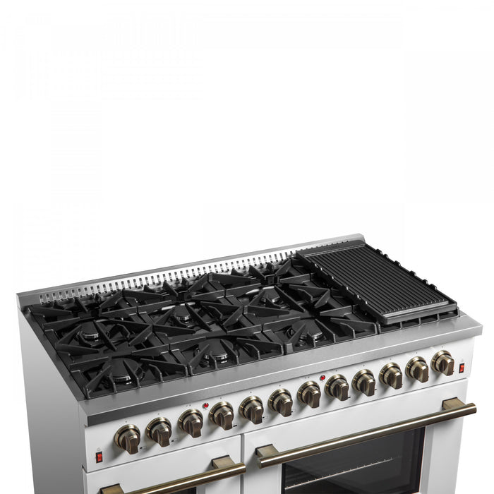 Cuisiniere a double combustible Galiano 48 po, blanche, 6,58 pi³ double four - FFSGS6156-48WHT