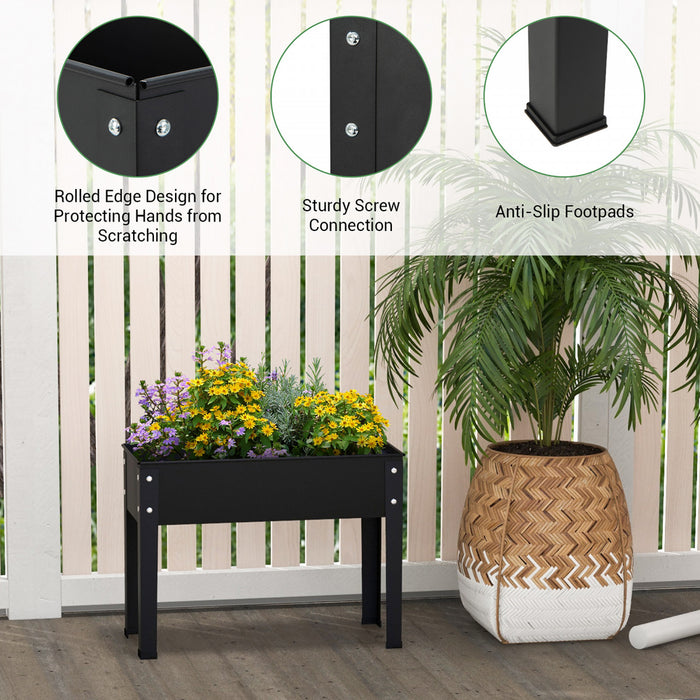 Costway 24\" Lit De Jardin Eleve Avec Les Jambes Metallique Eleve Planter Boite De Drainage Trou Arriere Cour