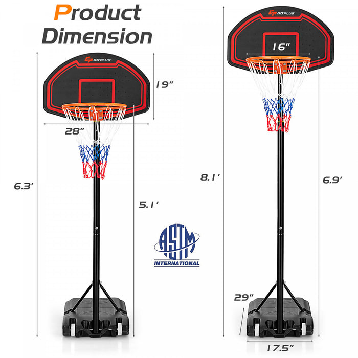 Support De Panier De Basket Reglable Pour Enfants De Marque Costway Avec Roues Et Panneau Incassable En Filet Durable