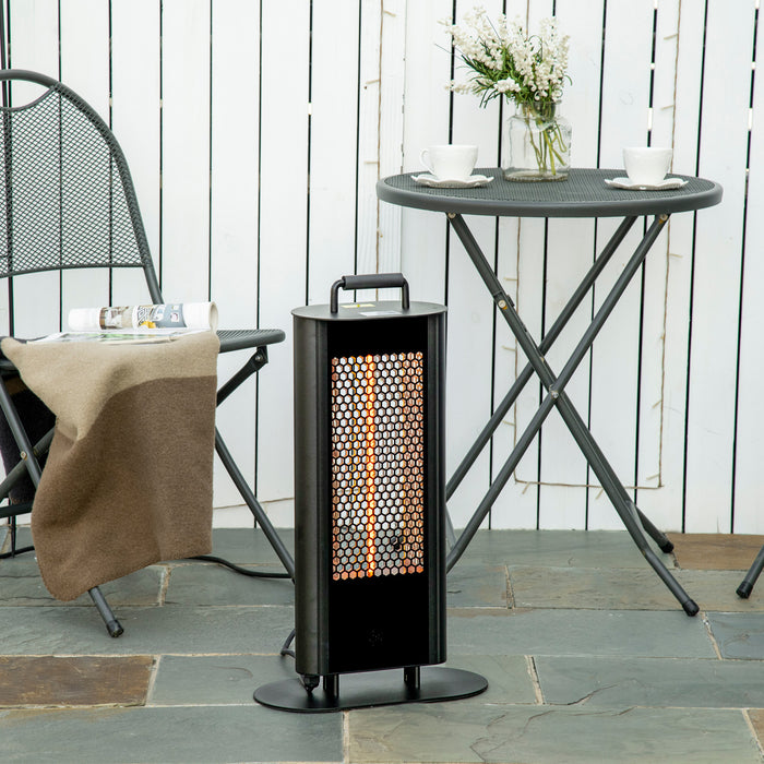 Outsunny Chauffe-terrasse Electrique Avec Eblouissement Ultra-faible Et 6 Reglages De Chaleur, Radiateur Infrarouge Autonome En Alliage D'aluminium De 1200w Avec Telecommande Infrarouge, Noir
