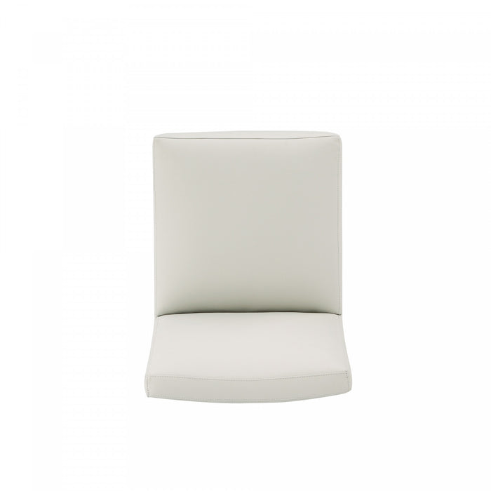 Chaise de salle a manger moderne en cuir vegetalien gris pierre Anna - Lot de 2