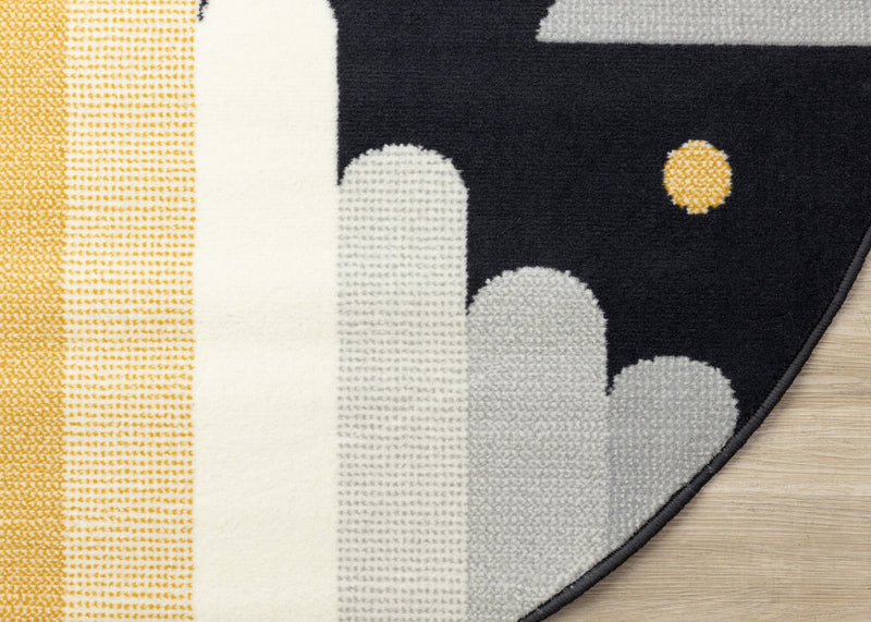 Carpette ronde Forte à motif de vaisseau spatial pour enfants - 5 pi 3 po x 5 pi 3 po