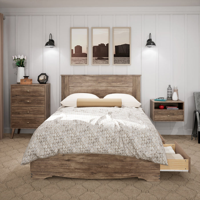 Tête de lit à panneau plat pour grand lit - gris délavé