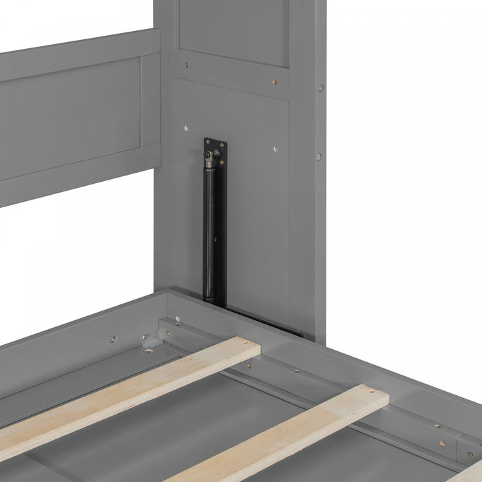 Jessie Lit escamotable mural multifonction avec etageres, Taille Queen, Gris