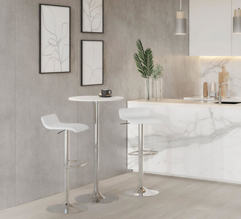 Tabouret pivotant contemporain Ale à hauteur réglable en tissu blanc - ensemble de 2