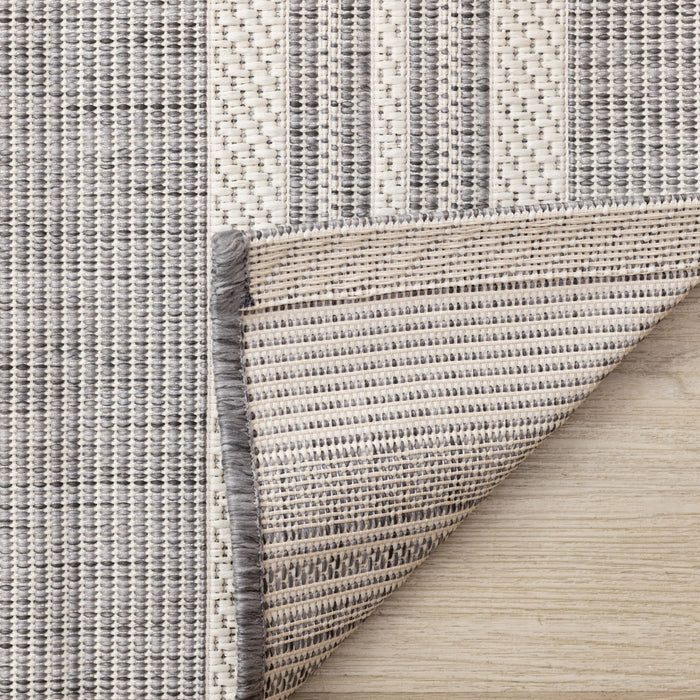 Tapis Jackson a rayures creme taupe, 6'7\" x 9'6\"