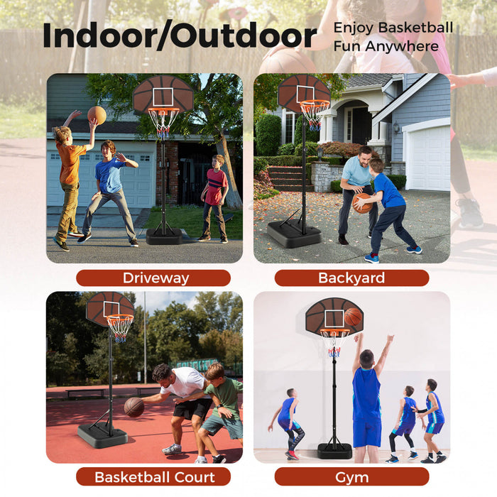 Costway Basketball Hoop 5.6-6.5 Ft Reglable En Hauteur Pour Les Enfants Avec Tableau Arriere A L'epreuve