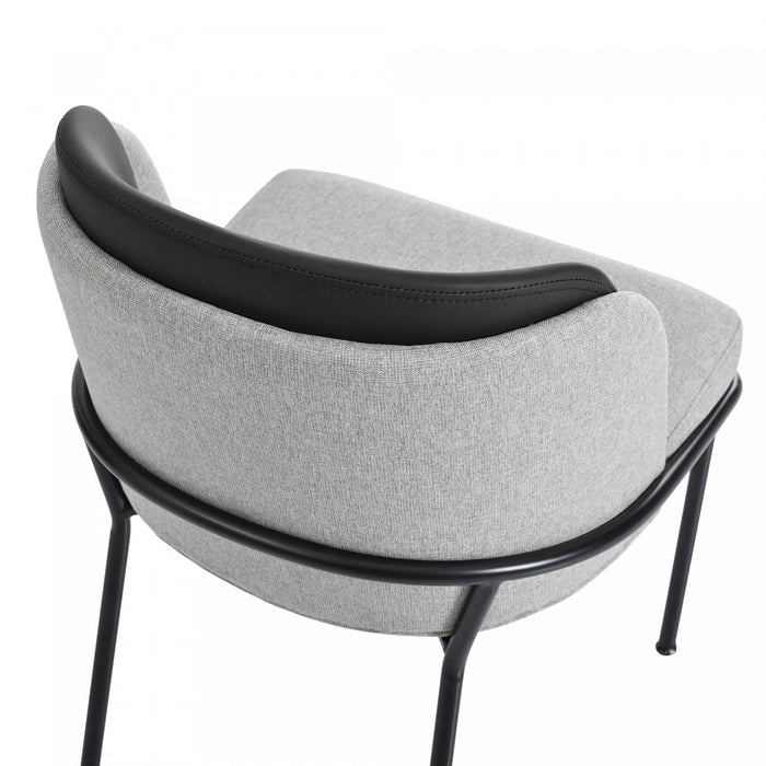 Olivia Ensemble de 2 chaises de salle a manger modernes avec pieds inclines et pieds reglables, noir et gris