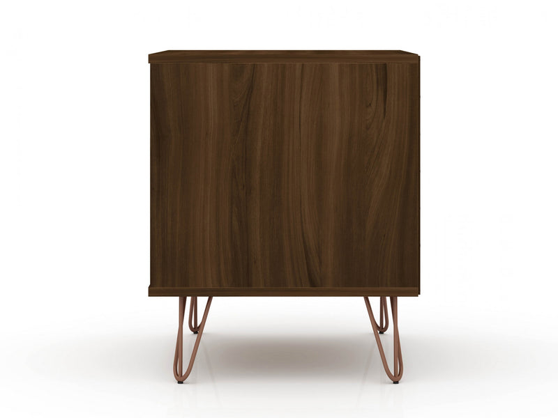 Table de nuit Rockefeller Mid-Century Modern 20\" en brun chataigne (2 tiroirs) - Lot de 2
