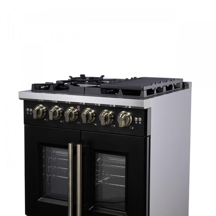 Cuisiniere a gaz noire Capriasca 30 pouces, 4,32 pi³ – FFSGS6460-30BLK