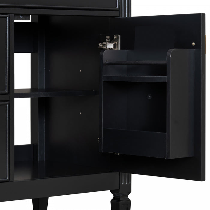 Olivia Meuble-lavabo de 30\" avec vasque en ceramique et bois caoutchouc massif, Noir