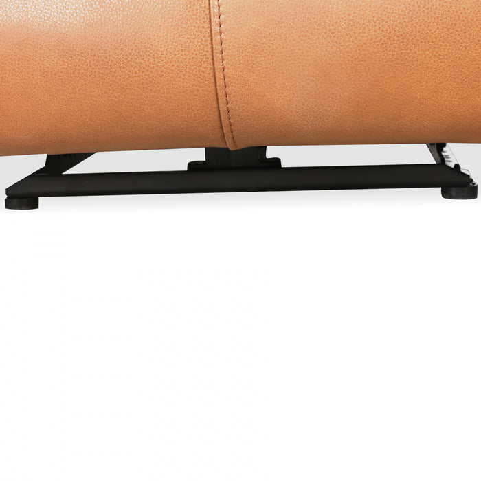 Sofa inclinable electrique Bellamy de 78 po en cuir assorti avec appuie-tete ajustable et USB - Cognac
