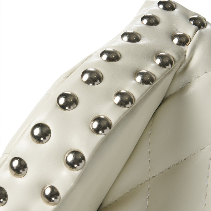 Tabouret De Bar Deborah Avec Accoudoirs, Revêtement En Cuir Reconstitué Matelassé - Coloris Ivoire