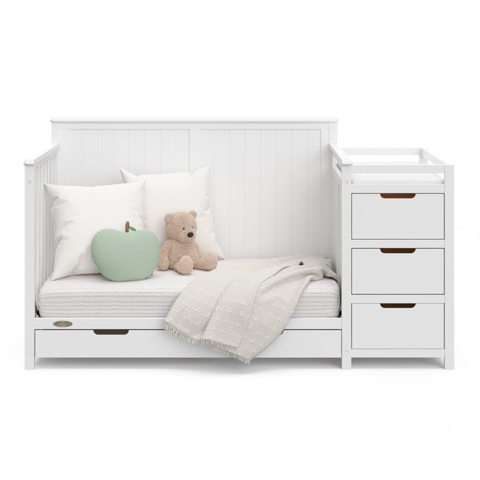 Graco Hadley Lit de bebe convertible 5-en-1 avec table a langer et tiroir - Blanc