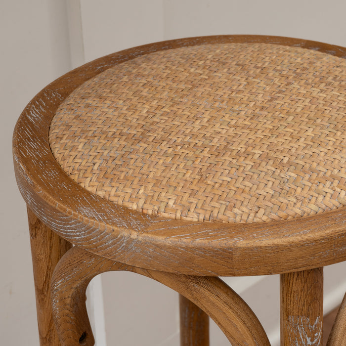 Tabouret Rae de hauteur comptoir en rotin et sans dossier - naturel