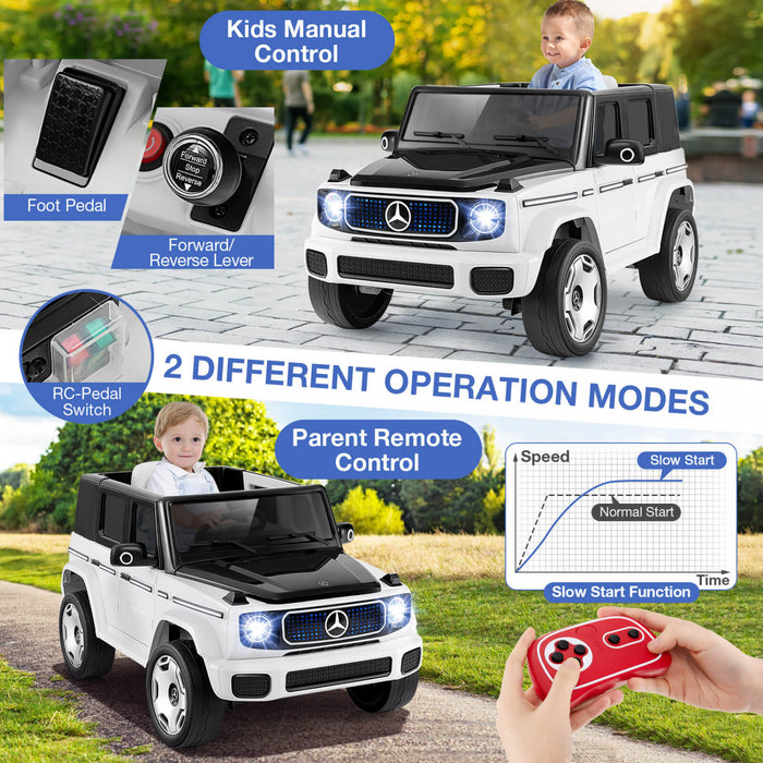 Costway License Mercedes-benz Eqg Enfants Ride On Car Avec Telecommande Batterie Detachable Blanc