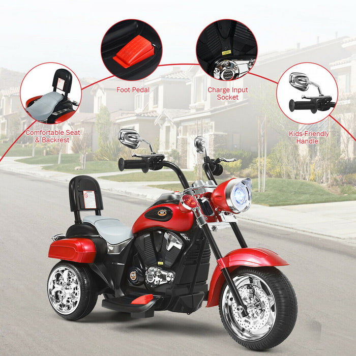 6v Enfants Rouler Sur Moto Helicoptere 3 Roues Trike Avec Phare Rouge