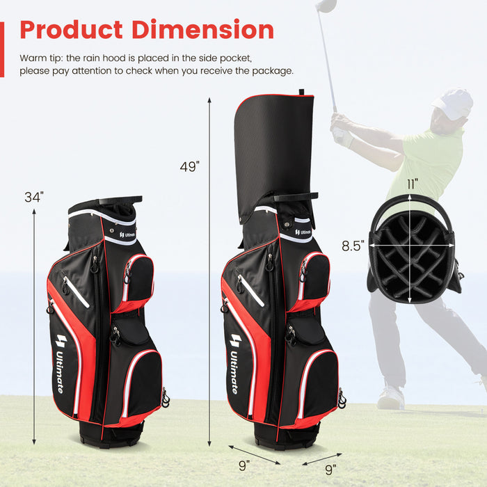 Sac De Chariot De Golf Leger Costway Avec 14 Diviseurs Superieurs De Maniere 9 Poches Sac De Refroidissement De Capuchon De Pluie