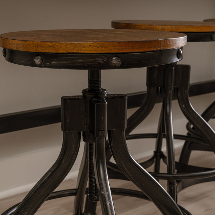 Tabouret Hawkford à hauteur réglable brun sans dossier - ensemble de 2