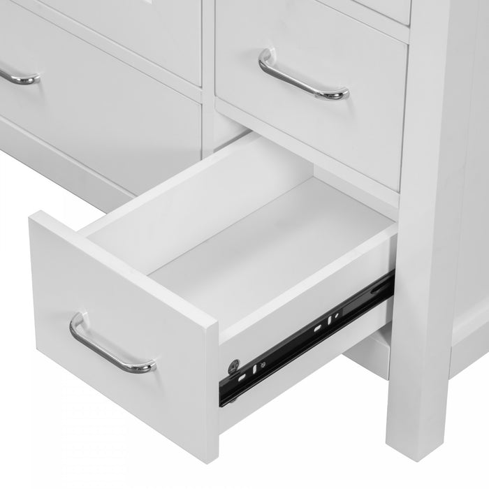 Meuble de salle de bain moderne Derek 36 pouces avec lavabo ceramique et rangement multiple, blanc