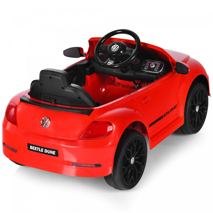 Voiture Electrique 12v Pour Enfants Costway, Sous Licence Volkswagen Beetle Avec Telecommande Et Musique, Rouge