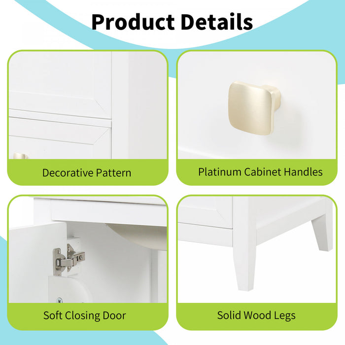 Puret Meuble-Lavabo Simple 20 po avec Etagere de Porte et Tiroir Coulissant, Blanc