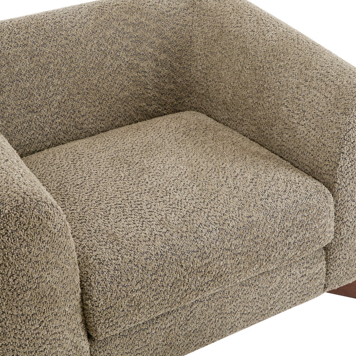 Tuxor Fauteuil Moderne en Bouclette a Design Tuxedo, Brun Clair, Noyer
