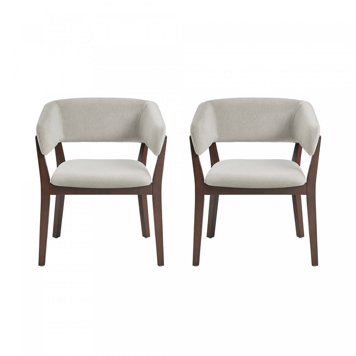 Fauteuil Blake moderne en faux mohair avec accoudoirs en bois, coloris grege - Lot de 2