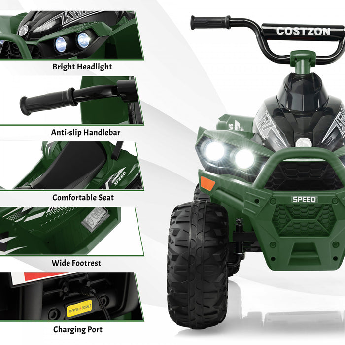 Costway 12v Batterie Alimentee Enfants Rouler Sur Atv Electrique 4 Roues Quad Car Avec Mp3 & Lumiere