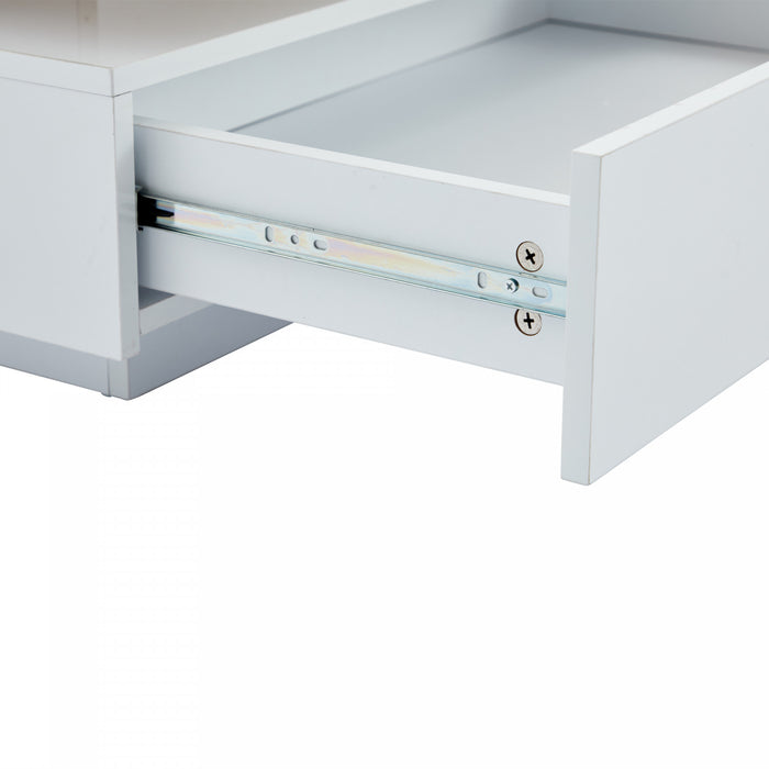 Liam table basse pivotante – table avec plateau rotatif a 360°, blanc