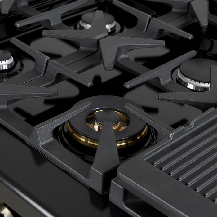 Cuisiniere a double combustible Antico de 48 pouces , noire, 5,5 pi³ four double - FFSGS6113-48BLK