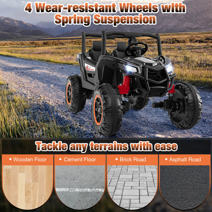 Costway 24v Kids Ride Sur Utv Avec 4 X 100w Puissant Moteur Telecommande Haute/basse Vitesse Noir