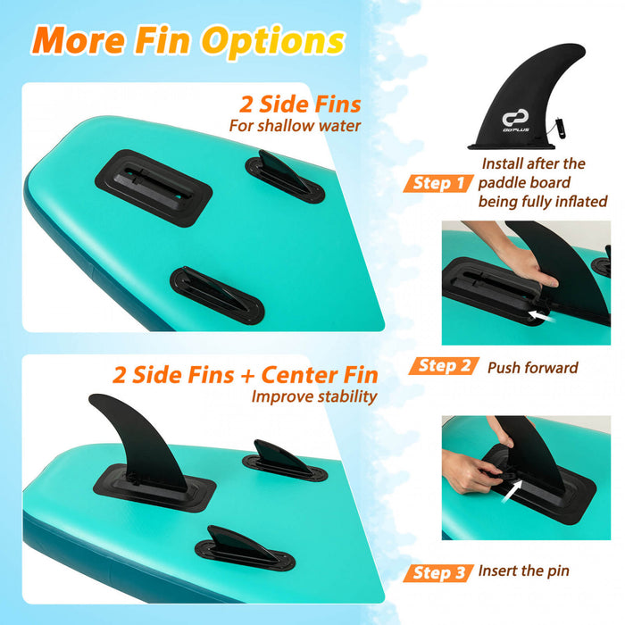 Goplus 11' Gonflable Stand Up Paddle Board Pour Les Adultes Avec Kayak Seat Leash Hand Pompe, Turquoise