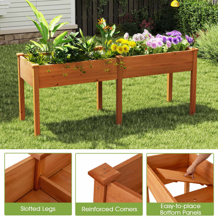 Costway Exterieur Souleve Lit De Jardin Avec Les Jambes 73x23x30in Bois Planter Boite Avec Panneau Diviseur Marron